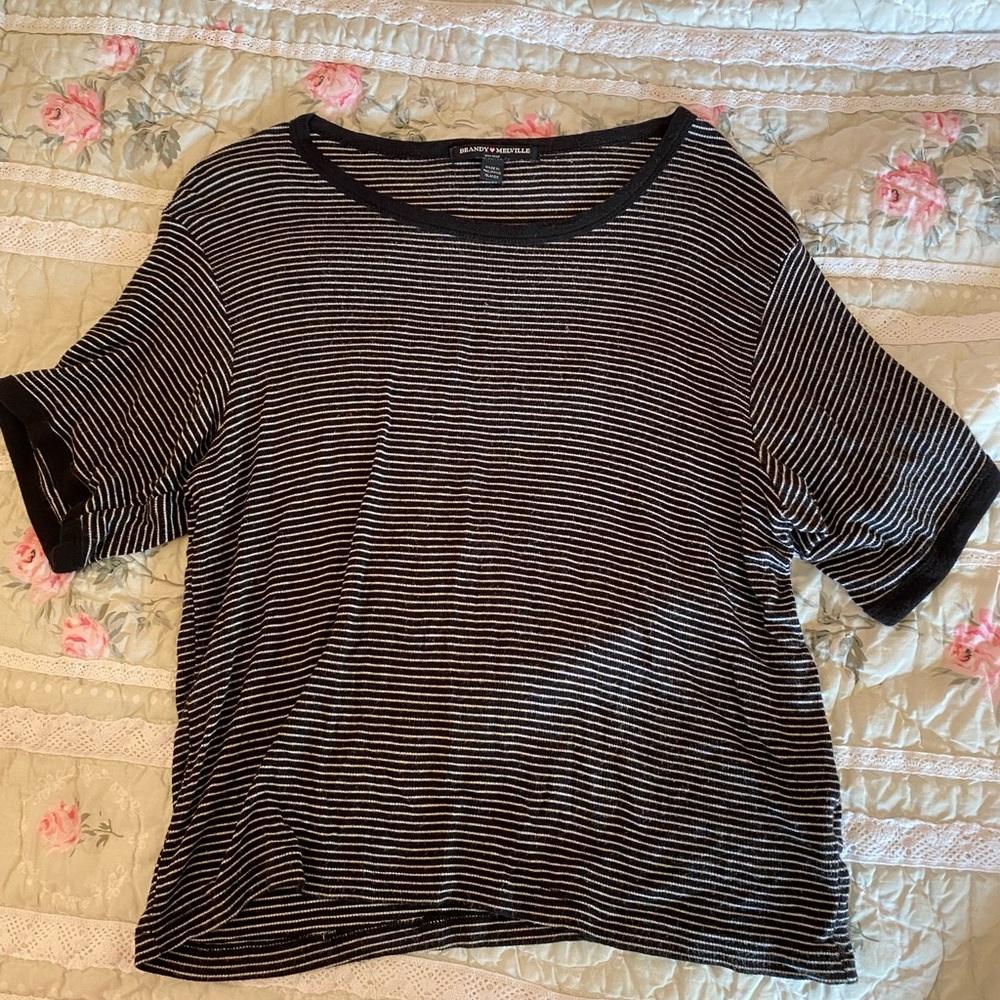 Brandy Melville Black and White Stripped Tee